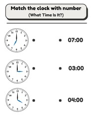 Naklejka premium Matching Practice with clock and number for children