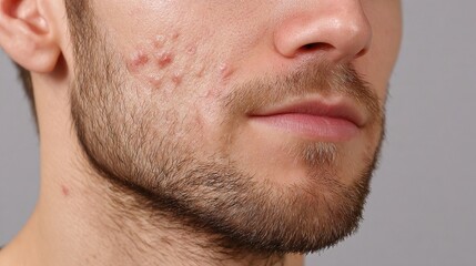 Obraz premium Acne treatment focused image on clear skin realistic lighting gigapixel quality highlighting blemishes and pores for beauty insights