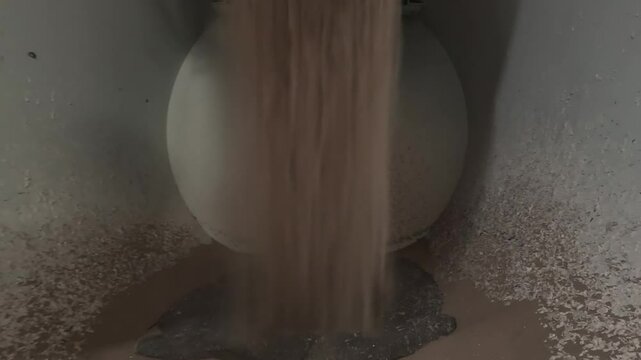 Rajkot, Gujarat, India 03 26 2025: zoom in shot of slurry tank machine mixing slurry in section
