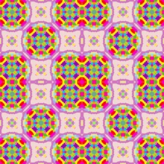 Vibrant Colorful Mandala Pattern Seamless Geometric Design for Textile, Wallpaper, and Fabric