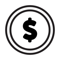 money coin with ooutline style black color