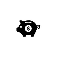 piggy bank icon black on white background. Savings icon vector.