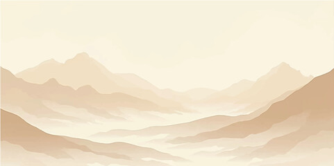 Minimal Soft Pastel Hill Silhouettes with Light Beige and Yellow Tones

