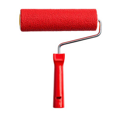 Fototapeta premium Red Paint Roller: A vibrant red paint roller with a textured sleeve and sturdy handle, ready for a fresh coat. 