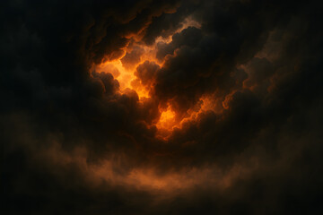 Fiery Thundercloud Explosion in Dark Storm Sky