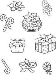Christmas Preesent Gift Holiday Cartoon Coloring ACtivity for Kids and Adult