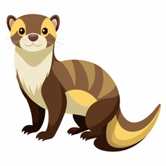 cartoon ferret vector illustration, animal, isolated on white background