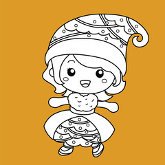 Christmas Kids Celebrate Holiday Cartoon Digital Stamp Outline