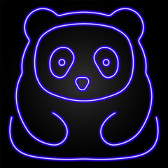 panda neon sign, modern glowing banner design, colorful modern design trends on black background. Vector illustration.