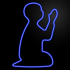Obraz premium prayer neon sign, modern glowing banner design, colorful modern design trends on black background. Vector illustration.