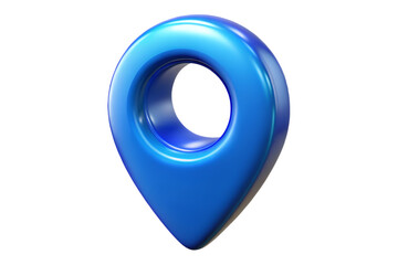 A glossy metallic blue 3d map pin icon with a reflective surface and a subtle gradient isolated on a black background symbolizing location and navigation