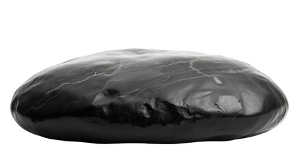 Photo of single black obsidian stone isolated on transparent background