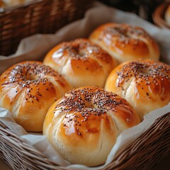 buns sprinkled with sesame seeds