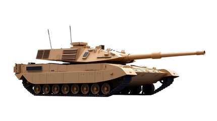 Photo of military battle tank isolated on transparent background