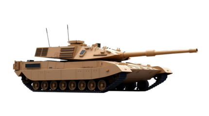 Photo of military battle tank isolated on transparent background
