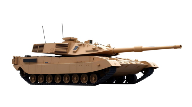 Photo of military battle tank isolated on transparent background - Powered by Adobe