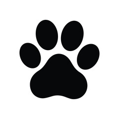 Simple black paw print vector on a white background
