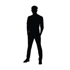 Silhouette of a Standing Male Figure in Stylish Attire