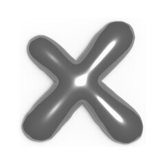 Metallic 3D Letter X – Silver Chrome Style