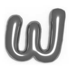 Metallic 3D Letter W – Silver Chrome Style