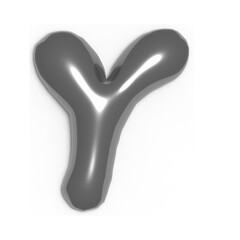 Metallic 3D Letter Y – Silver Chrome Style