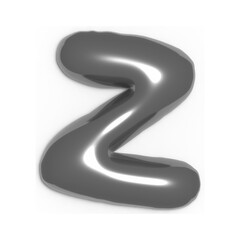 Metallic 3D Letter Z – Silver Chrome Style