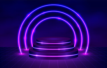 Obraz premium These are 4K-quality backgrounds with neon lights and creative designs. 4K Futuristic Neon Glow Tunnel Abstract Light Background. 