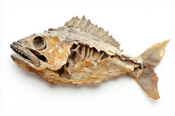 A brown sea shell from nature, isolated on a white background, reminiscent of a sea animal or seafood