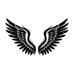 Obraz premium Elegant black and white angel wings vector illustration for creative design and decoration