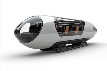 Isolated black and white 3D car with electric engine equipment, silver metal, and red plastic technology objects