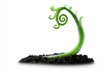 Green plant sprout in soil, a symbol of nature's growth and eco-friendly design