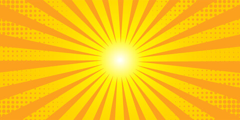 Pop art yellow comic book cartoon magazine cover.  Vintage background art for comic superhero text  speech bubble  message. Modern