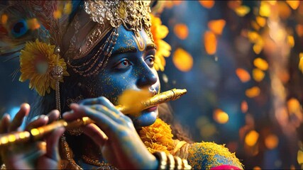 lord krishna playing flute