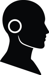 Silhouette human head with a futuristic device vector Illustrator