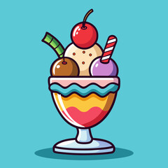 ice cream with cherry