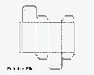 box die line design, Packaging Box Die Cut, die-line template, Simple Packaging Box Die Cut Double Sided design