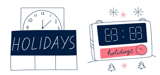 Countdown clock to holidays with decorative elements in festive style  