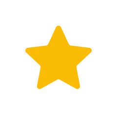 Golden rounded star vector icon. Yellow star