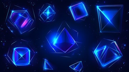 Glowing Neon Geometric Shapes Abstract Background