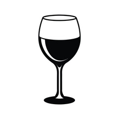 An elegant single red wine glass with a rich liquid, isolated on white, perfect for celebrating wine glass silhouette icon vector illustration