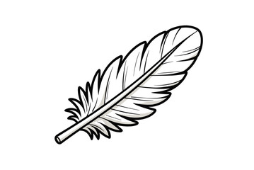 Fototapeta premium Detailed Line Art Illustration of a Single White Feather on a Plain Background
