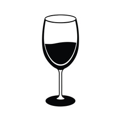 A solitary glass of red wine stands, a luxurious beverage ready for celebration, symbolizing the rich liquid of cabernet or merlot wine glass silhouette icon vector illustration