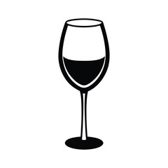 Elegant glasses of red wine, a perfect beverage for celebration wine glass silhouette icon vector illustration