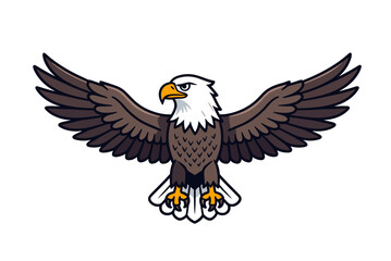 Illustration of an American Bald Eagle with Wings Spread, Symbol of Freedom and National Pride