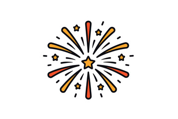 Obraz premium Festive Fireworks Vector Illustration with Stars and Bursting Lines for Celebration and Holiday Designs