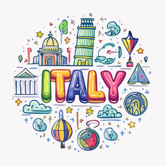 Scritta ITALY con decorazioni 