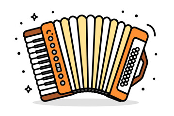 Detailed Vector Illustration of an Accordion Musical Instrument with Keys and Bellows