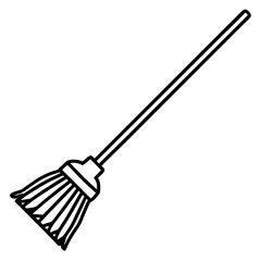 Clean Broom Line Art Icon