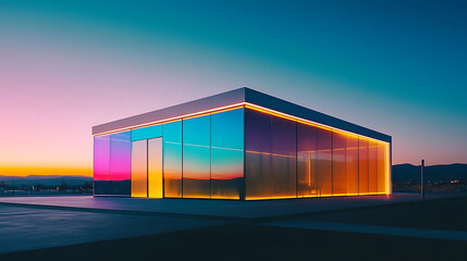 A glass walled modern structure of building