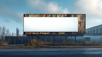 Obraz premium Large blank billboard mockup on urban landscape with cityscape and sky backdrop advertising space